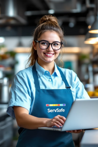 Food Manager Student with laptop